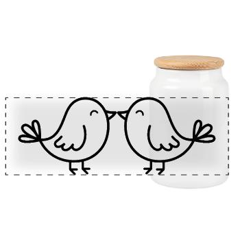 Oiseaux mignons - Boîte à biscuits avec couvercle en bois - blanc - Devant