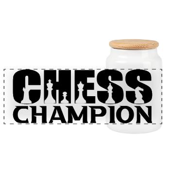 Échecs - Boîte à biscuits avec couvercle en bois - blanc - Devant