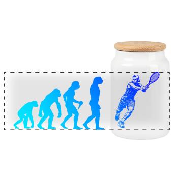 Idée cadeau pour un tennis avec tennis - Boîte à biscuits avec couvercle en bois - blanc - Devant