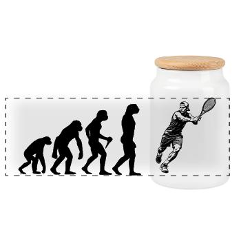 Idée cadeau pour un tennis avec tennis - Boîte à biscuits avec couvercle en bois - blanc - Devant