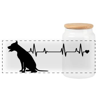 Dog - Panoramic Cookie Jar with Wooden Lid - white - Front