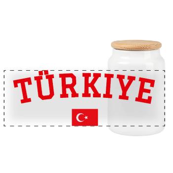 Drapeau de la Turquie en rouge - Boîte à biscuits avec couvercle en bois - blanc - Devant