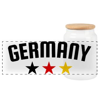 Deutschland 3 Sterne Design EN - Panorama Keksdose mit Holzdeckel - Weiß - Vorne