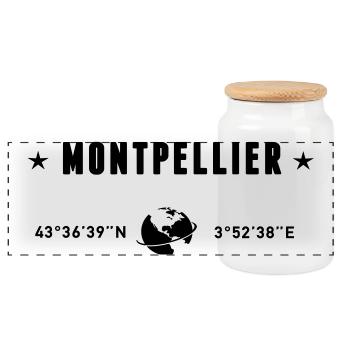Montpellier France Coordonnées Gps Globe - Boîte à biscuits avec couvercle en bois - blanc - Devant