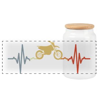 Fréquence cardiaque en motocross - Boîte à biscuits avec couvercle en bois - blanc - Devant