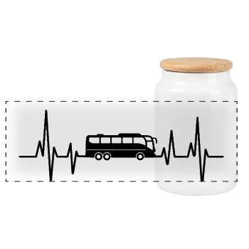Conducteur de Bus Chauffeur Battement de Coeur Bus - Boîte à biscuits avec couvercle en bois - blanc - Devant