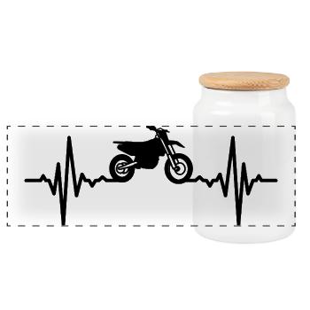 Moto Heartbeat Motocross - Boîte à biscuits avec couvercle en bois - blanc - Devant