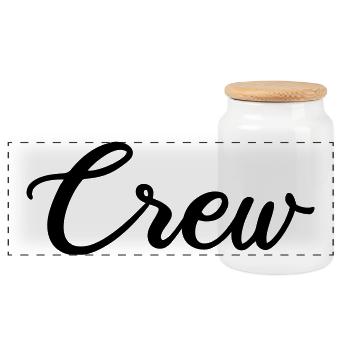 crew_schrift - Panorama Keksdose mit Holzdeckel - Weiß - Vorne
