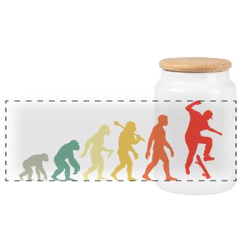Skateboard Evolution Men's and Boys' Skatboarder - Panoramic Cookie Jar with Wooden Lid - white - Front