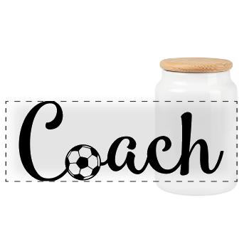 Football Coach - Panoramic Cookie Jar with Wooden Lid - white - Front