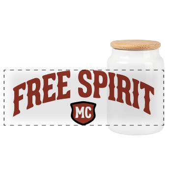 Free Spirit MC Lettering - Panoramic Cookie Jar with Wooden Lid - white - Front