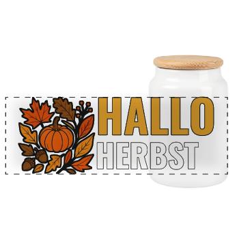 Herbst mit Blättern. - Panorama Keksdose mit Holzdeckel - Weiß - Vorne