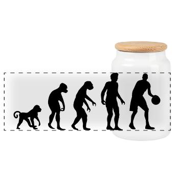 Basketball Evolution - Panorama Keksdose mit Holzdeckel - Weiß - Vorne