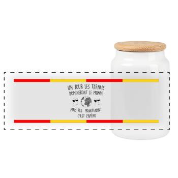 Un Jour Les Tarnais Domineront Le Monde Mais Pa... - Boîte à biscuits avec couvercle en bois - blanc - Devant