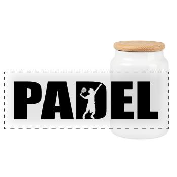 Padel - Panoramic Cookie Jar with Wooden Lid - white - Front