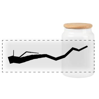 Iconic Data Viz: Minard 1812 - Black / White - Panoramic Cookie Jar with Wooden Lid - white - Front