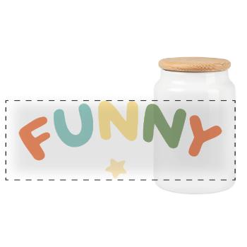 Funny Pastel Letters - Panoramic Cookie Jar with Wooden Lid - white - Front