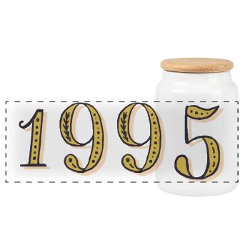 1995 Vintage 1995 Geburtstagsgeschenk - Panorama Keksdose mit Holzdeckel - Weiß - Vorne