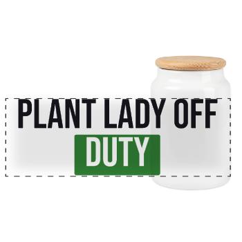 Plant Lady Off Duty - Plants Gift - Panoramic Cookie Jar with Wooden Lid - white - Front