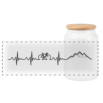 Heartbeat Mountainbike - Panorama Keksdose mit Holzdeckel - Weiß - Vorne