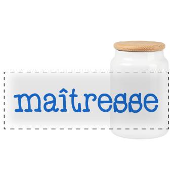 MAÎTRESSE. MERCI. MERCI MAÎTRESSE - Boîte à biscuits avec couvercle en bois - blanc - Devant