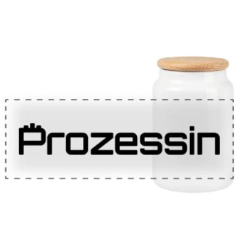 Prozessin = Prinzessin + Prozess - Panorama Keksdose mit Holzdeckel - Weiß - Vorne