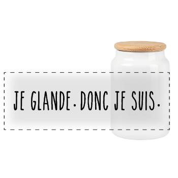 Je Glande Donc Je Suis - Humour et Paresse - Boîte à biscuits avec couvercle en bois - blanc - Devant