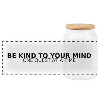 BE KIND TO YOUR MIND - Panorama Keksdose mit Holzdeckel - Weiß - Vorne