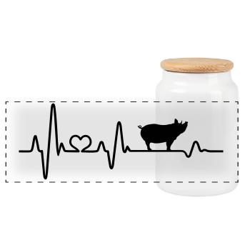 Pig farmer Schweinewirt heartbeat farmer ECG - Panoramic Cookie Jar with Wooden Lid - white - Front