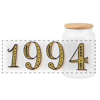 1994 Vintage 1994 Birthday Gift - Panoramic Cookie Jar with Wooden Lid - white - Front