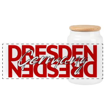 Dresden, Germany - Panoramic Cookie Jar with Wooden Lid - white - Front