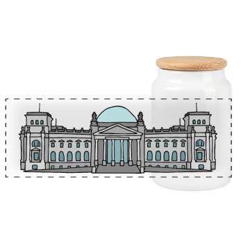 Reichstagsgebäude BERLIN - Panorama Keksdose mit Holzdeckel - Weiß - Vorne