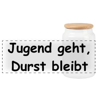 Jugend geht Durst bleibt, Männer, Bier, Party - Panorama Keksdose mit Holzdeckel - Weiß - Vorne