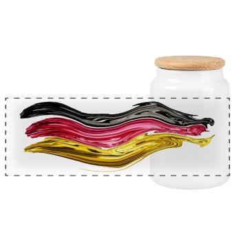 Deutschland Deutschlandflagge Deutschlandfahne WM - Panorama Keksdose mit Holzdeckel - Weiß - Vorne