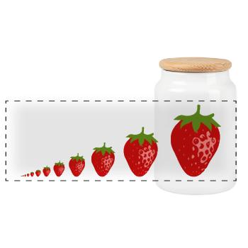Erdbeeren - Panorama Keksdose mit Holzdeckel - Weiß - Vorne