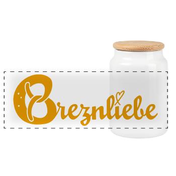 Breznliebe (gelb) - Panorama Keksdose mit Holzdeckel - Weiß - Vorne