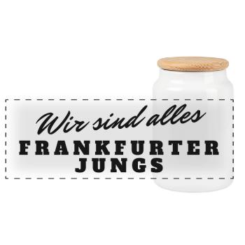 Frankfurter Jungs Pride Typo Design - Panorama Keksdose mit Holzdeckel - Weiß - Vorne