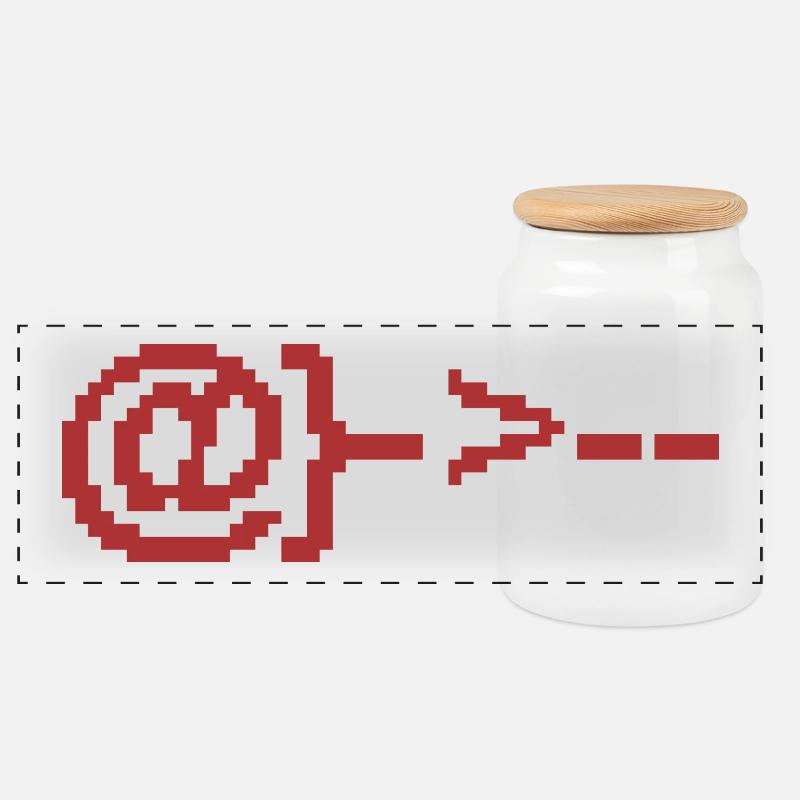 Impression numérique Rose avec Pixel Art - Boîte à biscuits avec couvercle en bois - blanc