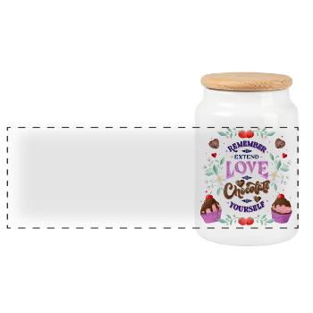 L’amour de soi, le chocolat, les fraises et les fleurs - Boîte à biscuits avec couvercle en bois - blanc - Devant