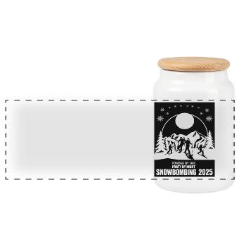 Snowbombing 2025 - Panoramic Cookie Jar with Wooden Lid - white - Front