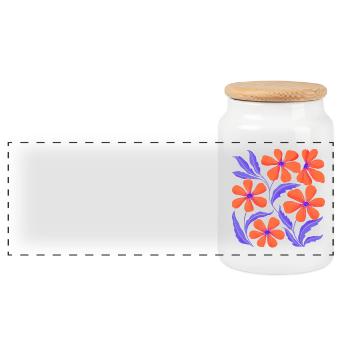 Décor floral. Personnalisable - Boîte à biscuits avec couvercle en bois - blanc - Devant