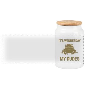 It's Wednesday my Dudes - Panoramic Cookie Jar with Wooden Lid - white - Front