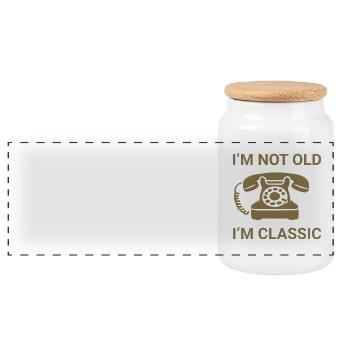 I'm not old - I'm classic - Panoramic Cookie Jar with Wooden Lid - white - Front