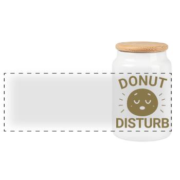 Donut Disturb - Panoramic Cookie Jar with Wooden Lid - white - Front