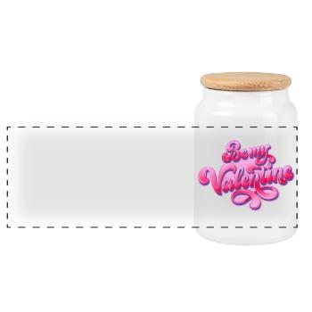Be My Valentine - Panoramic Cookie Jar with Wooden Lid - white - Front