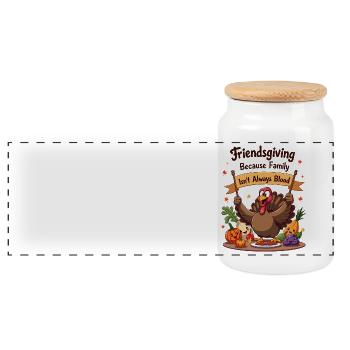 Friendsgiving Famille - Boîte à biscuits avec couvercle en bois - blanc - Devant