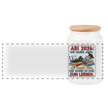 ABI 2026 : Trop paresseux pour étudier - Boîte à biscuits avec couvercle en bois - blanc - Devant
