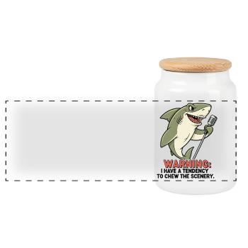 Requin de scène - Boîte à biscuits avec couvercle en bois - blanc - Devant