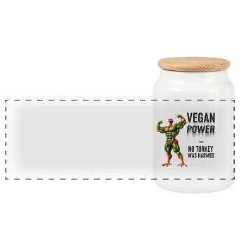 Puissance végétalienne dinde - Boîte à biscuits avec couvercle en bois - blanc - Devant