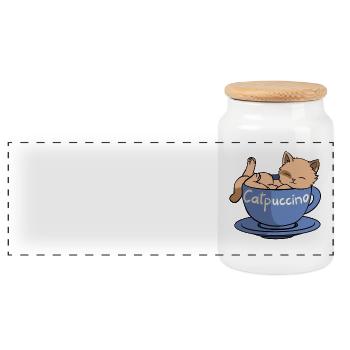 Catpuccino - Boîte à biscuits avec couvercle en bois - blanc - Devant